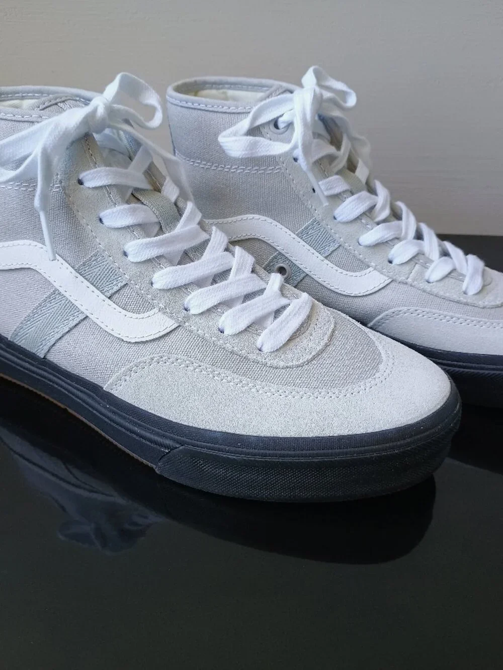 Vans Men's Crockett High Suede/Canvas in Styling Flexibility Light Gray/Black